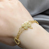 Pulsera Elegante 03.63.22995.08 Acero Inoxidable, Diseño de Trebol de Cuatro Hojas y Corazon, Diseño de Trebol de Cuatro Hojas, con Cristal Blanca, Pulido, Dorado
