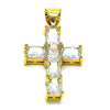 Dije Religioso 05.342.0184.2 Oro Laminado, Diseño de Cruz, con Zirconia Cubica Blanca, Pulido, Dorado