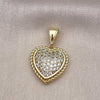Dije Elegante 05.411.0023 Oro Laminado, Diseño de Corazon, con Zirconia Cubica Blanca, Pulido, Dorado