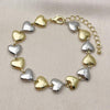 Pulsera Tennis 03.341.0242.07 Oro Laminado, Diseño de Corazon, Pulido, Dos Tonos