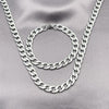 Collar y Pulso 06.116.0024 Acero Inoxidable, Diseño de Cubana Pave, Diamantado, Acero