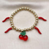 Pulsera Elegante 03.417.0010.08 Oro Laminado, Diseño de Cereza y Chile, Diseño de Cereza, con Cristal Granate, Esmaltado Rojo, Dorado