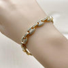 Pulsera Elegante 03.283.0497.07 Oro Laminado, Diseño de Puff Mariner, con Zirconia Cubica Blanca, Pulido, Dorado