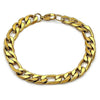 Pulsera Básica 03.257.0002.09 Acero Inoxidable, Diseño de Figaro, Pulido, Dorado