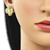 Arete Dormilona 02.282.0053 Oro Laminado, Diseño de Flor y Bola, Diseño de Flor, con Perla Marfil, Diamantado, Dorado