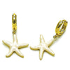 Arete Colgante 02.341.0250 Oro Laminado, Diseño de Estrella, Esmaltado Blanco, Dorado