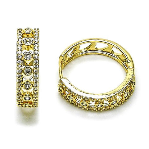 Argolla Huggie 02.283.0224.25 Oro Laminado, Diseño de Corazon, con Zirconia Cubica Blanca, Pulido, Dorado