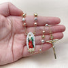 Rosario Mediano 09.411.0009.1.24 Oro Laminado, Diseño de Guadalupe y Crucifijo, Diseño de Guadalupe, Diamantado, Tricolor