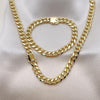 Collar y Pulso 06.213.0024 Oro Laminado, Diseño de Chunky, Pulido, Dorado