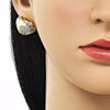 Arete Dormilona 02.213.0629.12 Oro Laminado, Diseño de Chunky, con Micro Pave Blanca, Pulido, Dorado