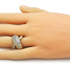 Anillo Multi Piedra 01.266.0068 Oro Laminado, con Zirconia Cubica Blanca y Micro PaveBlanca, Diamantado, Dorado