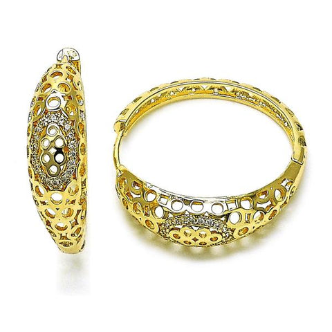 Argolla Huggie 02.204.0049.35 Oro Laminado, Diseño de Filigrana, con Micro Pave Blanca, Pulido, Dorado