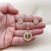 Juego de Arete y Dije de Adulto 10.156.0543 Oro Laminado, Diseño de Guadalupe, con Zirconia Cubica Blanca, Pulido, Dorado