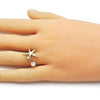 Anillo Multi Piedra 01.341.0174 Oro Laminado, Diseño de Estrella, con Zirconia Cubica Blanca, Pulido, Dorado