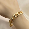 Pulsera Elegante 03.331.0149.09 Oro Laminado, Diseño de Chunky, Diamantado, Dorado