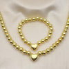 Collar y Pulso 06.341.0009 Oro Laminado, Diseño de Corazon y Bola, Diseño de Corazon, Pulido, Dorado