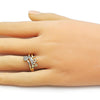 Anillo Multi Piedra 01.310.0048 Oro Laminado, Diseño de Amor, con Zirconia Cubica Blanca, Pulido, Dorado