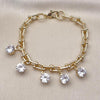 Pulsera de Dije 03.331.0329.07 Oro Laminado, con Zirconia Cubica Blanca, Pulido, Dorado