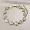 Pulsera Tennis 03.341.0240.07 Oro Laminado, Diseño de San Benito, Pulido, Dos Tonos