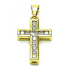 Dije Religioso 05.253.0189 Oro Laminado, Diseño de Cruz, con Zirconia Cubica Blanca, Pulido, Dorado