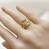 Anillo Multi Piedra 01.310.0042 Oro Laminado, Diseño de Amor, con Zirconia Cubica Blanca, Pulido, Dorado