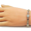 Pulsera Solida 03.213.0375.07 Oro Laminado, Diseño de Llave Griega, con Zirconia Cubica Blanca, Pulido, Dorado