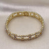 Pulsera Tennis 03.284.0036.07 Oro Laminado, con Zirconia Cubica Blanca, Pulido, Dorado