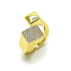 Anillo Multi Piedra 01.428.0010 Oro Laminado, con Micro Pave Blanca, Pulido, Dorado