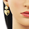 Arete Dormilona 02.282.0023 Oro Laminado, Diseño de Corazon, Pulido, Dorado