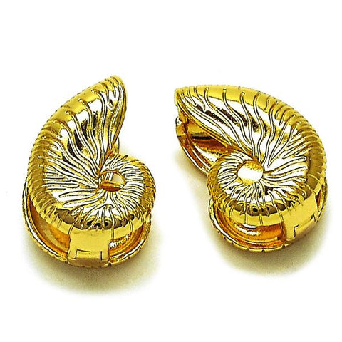 Argolla Huggie 02.282.0064.15 Oro Laminado, Diseño de Caracol, Diamantado, Dorado