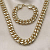 Collar y Pulso 06.331.0008 Oro Laminado, Diseño de Miami Cubana, Pulido, Dorado
