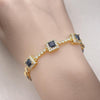 Pulsera Elegante 03.283.0307.1.07 Oro Laminado, con Zirconia Cubica Blanca y Negro, Pulido, Dorado