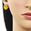 Arete Dormilona 02.282.0055 Oro Laminado, Diseño de Flor, Diamantado, Dorado