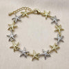 Pulsera Tennis 03.341.0243.07 Oro Laminado, Diseño de Estrella, Diamantado, Dos Tonos