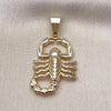 Dije Religioso 05.120.0096 Oro Laminado, Diseño de Escorpion, Pulido, Dorado