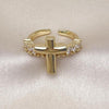Anillo Multi Piedra 01.341.0153.1 Oro Laminado, Diseño de Cruz, con Zirconia Cubica Blanca, Pulido, Dorado