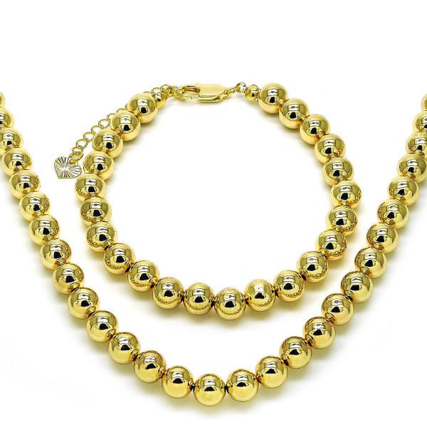 Collar y Pulso 06.253.0006 Oro Laminado, Diseño de Chunky y Hueco, Diseño de Chunky, Pulido, Dorado