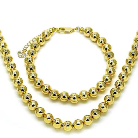 Collar y Pulso 06.253.0006 Oro Laminado, Diseño de Chunky y Hueco, Diseño de Chunky, Pulido, Dorado