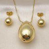 Juego de Arete y Dije de Adulto 10.417.0010 Oro Laminado, Diseño de Chunky y Bola, Diseño de Chunky, Pulido, Dorado
