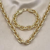 Collar y Pulso 06.331.0002 Oro Laminado, Diseño de Chunky, Diamantado, Dorado