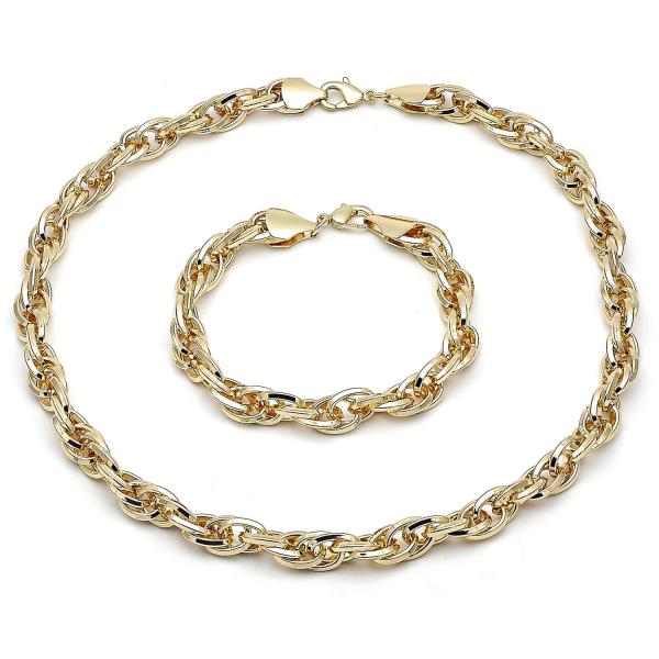 Collar y Pulso 06.331.0003 Oro Laminado, Diseño de Chunky, Pulido, Dorado