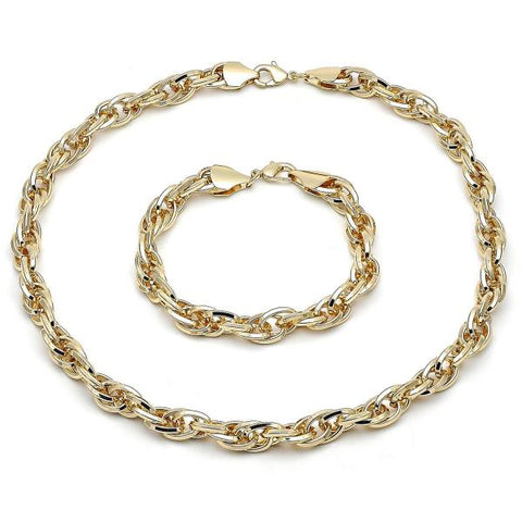 Collar y Pulso 06.331.0003 Oro Laminado, Diseño de Chunky, Pulido, Dorado