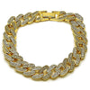Pulsera Elegante 03.283.0492.07 Oro Laminado, Diseño de Miami Cubana, con Zirconia Cubica Blanca, Pulido, Dorado