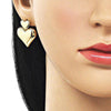Arete Dormilona 02.170.0560 Oro Laminado, Diseño de Corazon, Pulido, Dorado
