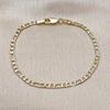 Pulsera Básica 5.222.017.07 Oro Laminado, Diseño de Figaro, Diamantado, Dorado