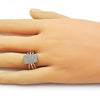 Anillo Multi Piedra 01.266.0064 Oro Laminado, con Micro Pave Blanca, Pulido, Dorado