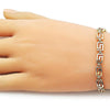 Pulsera Solida 03.213.0379.07 Oro Laminado, Diseño de Llave Griega, Pulido, Dorado