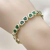 Pulsera Tennis 03.284.0058.2.07 Oro Laminado, Diseño de Corazon, con Zirconia Cubica Verde, Pulido, Dorado