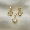 Juego de Arete y Dije de Adulto 10.195.0021 Oro Laminado, con Zirconia Cubica Blanca y Micro PaveBlanca, Pulido, Dorado