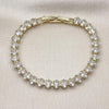 Pulsera Tennis 03.213.0334.07 Oro Laminado, con Zirconia Cubica Blanca, Pulido, Dorado